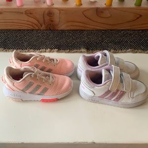 Two Adidas Girls Toddler Sneakers (size 8)